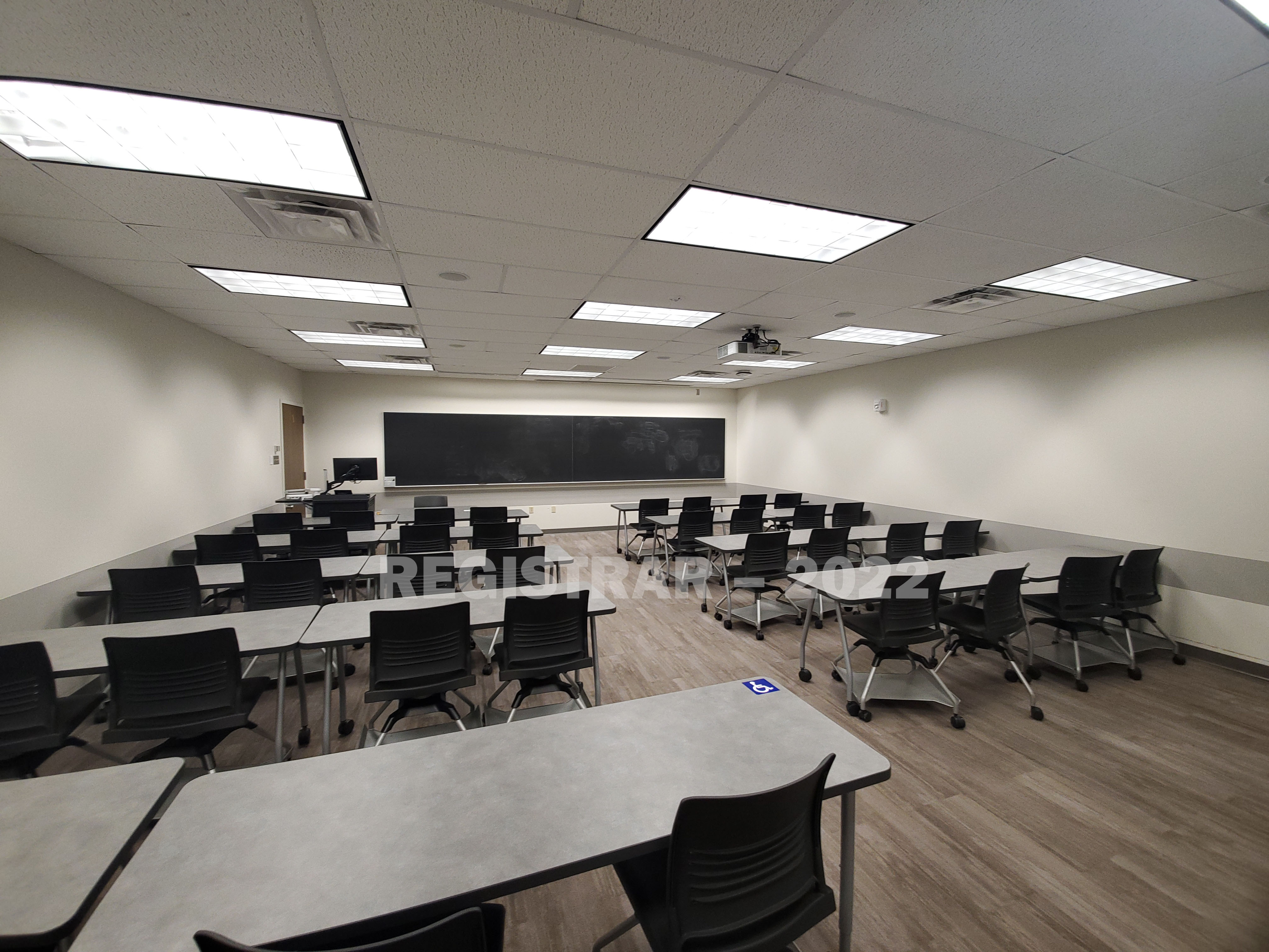 Dreese Lab room 317 ultra wide angle view from the back of the room