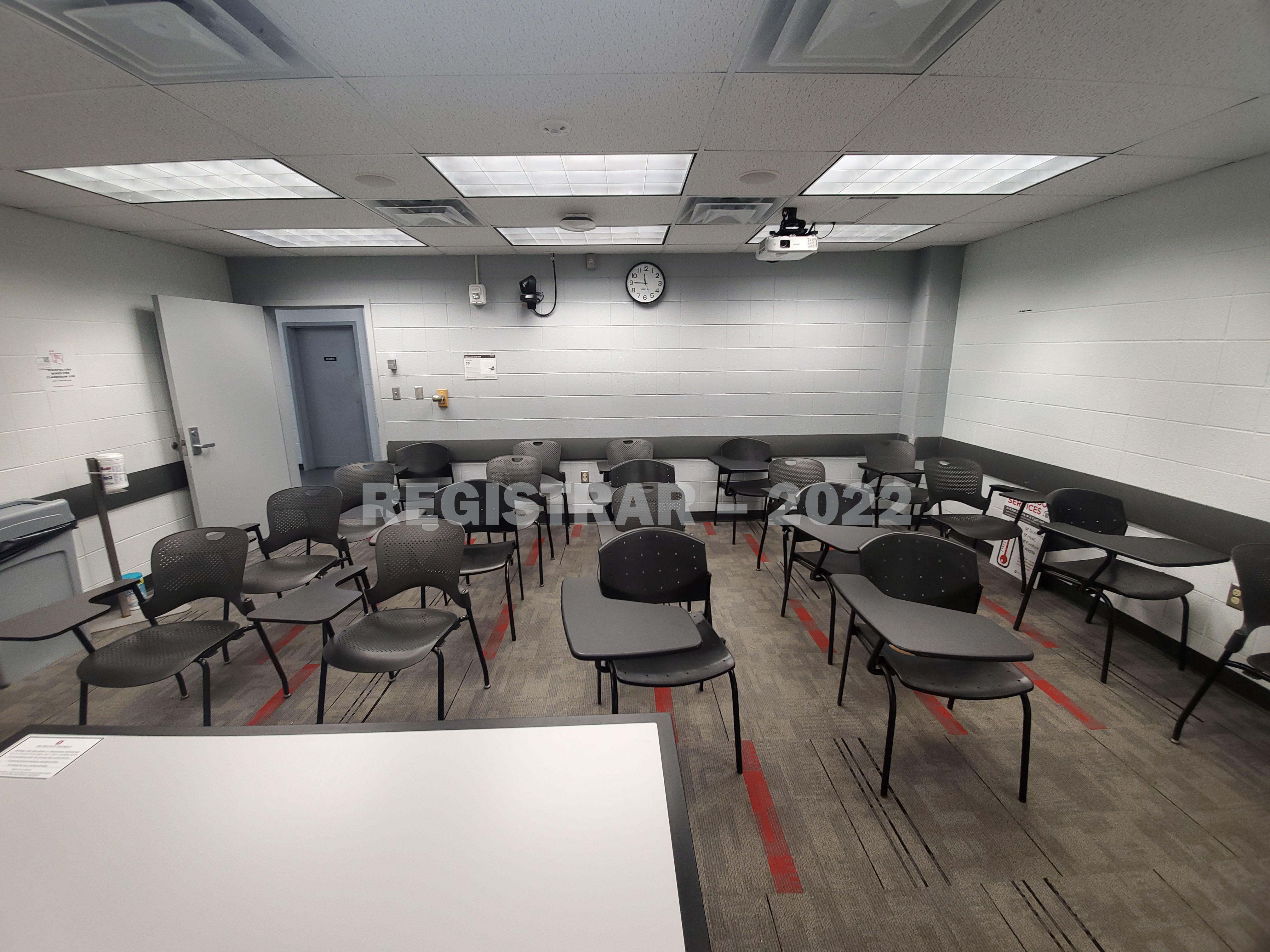 University Hall room 74 ultra wide angle view from the front of the room