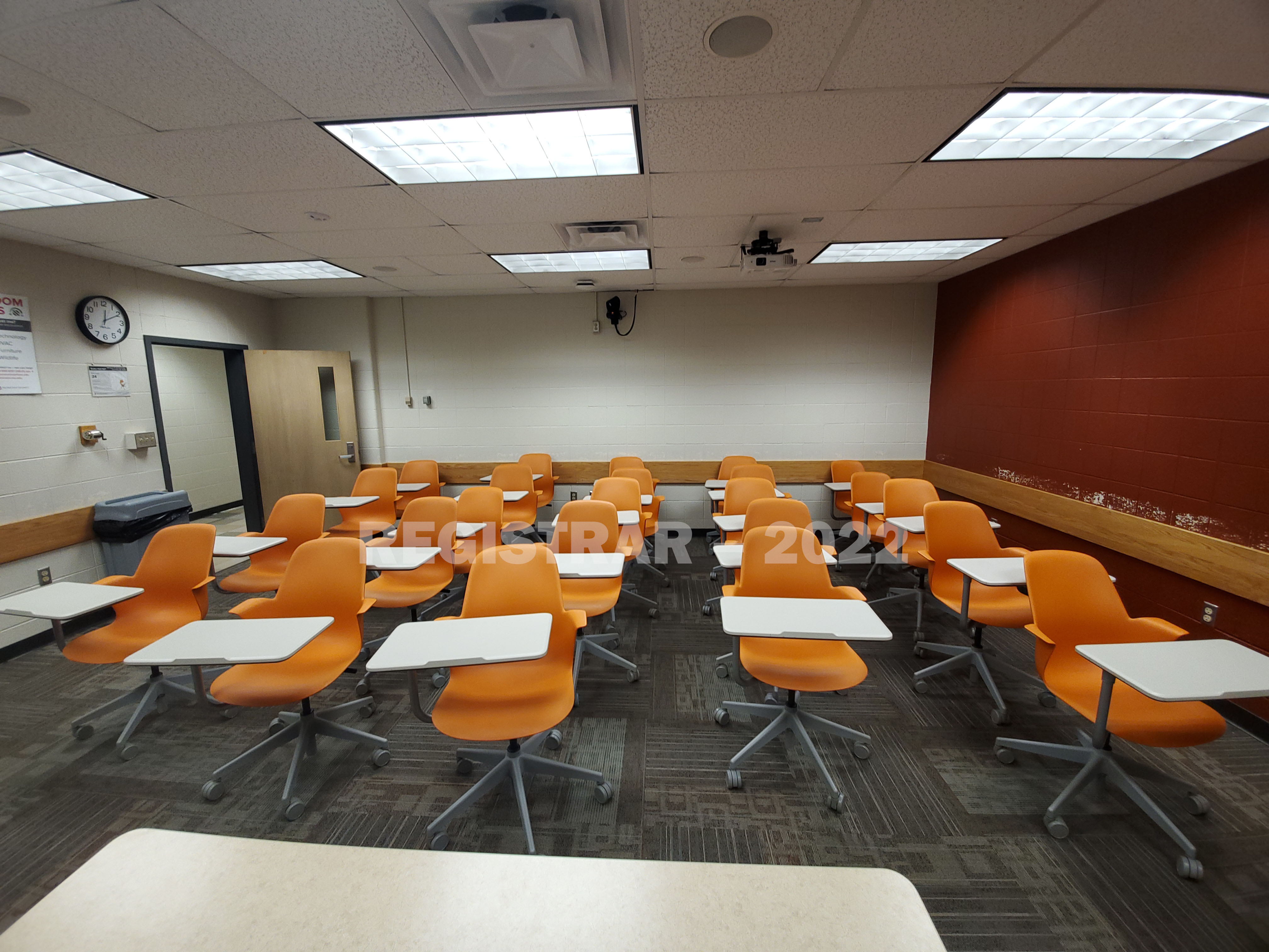 Dulles Hall room 27 ultra wide angle view from the front of the room